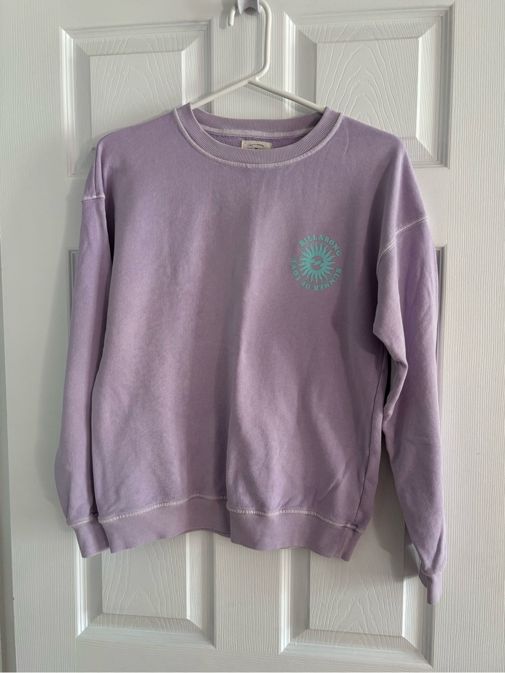 Billabong Lavender Crew Sweatshirt with Teal Logo